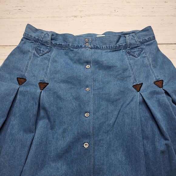 Frontier Classics Molly Maxi Skirt Denim Jean Western Pleated Prairie Large 14 - Picture 3 of 8